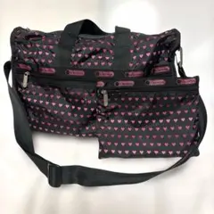 LeSportsac 2way ボストンバッグ 大容量 ポーチ ハート 黒ピンクのサムネイル