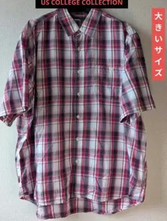 AN0530 US COLLEGE ピンク系チェックネルシャツ 4L
