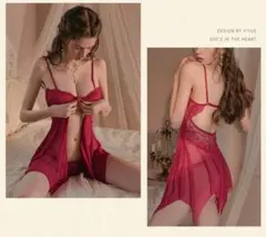 新品　レッド　ベビードール　キャミソール　ナイトウェア　セクシーランジェリー　赤