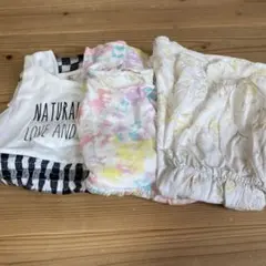 可愛いチェック柄ワンピース 100cm 花柄　３枚セット
