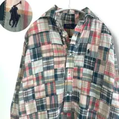 【極美品】ポロラルフローレン チェック パッチワーク プルオーバー ワンピース