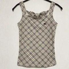 BURBERRY バーバリー ノバチェック ロゴ リボン タンクトップ 38 M