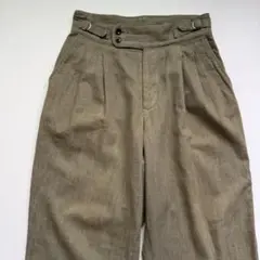 HAVERSACK ハバーサック ツープリーツグリーンデニムワイドパンツ