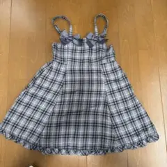 メゾピアノ　チェック柄ワンピース　グレー　used 110