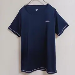 FILA スポーツウェアTシャツ メッシュ半袖シャツ Mサイズ ネイビー