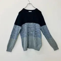 【a0394】a.v.v HOME ケーブル編みクルーネックセーター ブラック