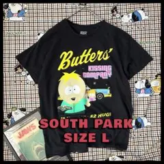 US古着/L サウスパーク アニメ アメキャラ プリント 半袖Tシャツ y2k黒
