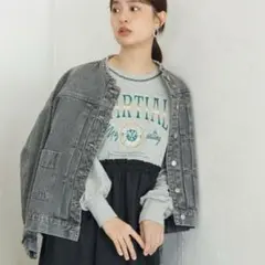 【新品未使用】　ノーカラーデニムジャケット