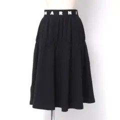 MARNI ブラック ロゴベルト ウエストロゴ フレアスカート 12 マルニ