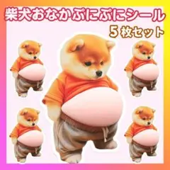 おなか ぷにぷに シール 柴犬 立体 ステッカー 5枚メタボお腹3D いぬ