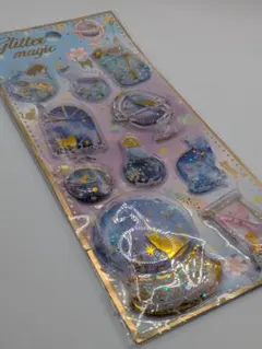 猫と星のキラキラウォーターシール