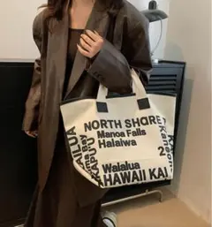 キャンバス トートバッグ マザーズ 通勤 大容量 白 モノトーン かわいい