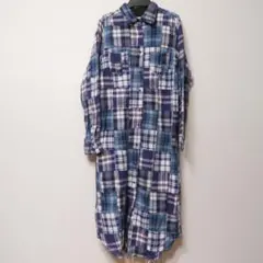 beams ビームス　チェック　ロングシャツ　ロングワンピース