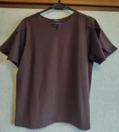ESPRIT ブラウン フリル袖 Tシャツ Lのサムネイル