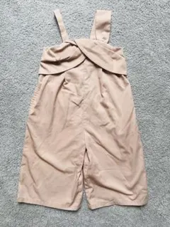 ピンクベージュ サロペット ストラップ付きオーバーオール
