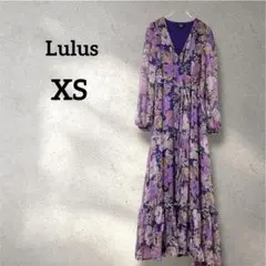 Lulus【XS】花柄 ロングワンピース 紫 パープル マキシ丈 シフォン