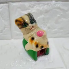 美品】ねこ とら 陶器 オブジェ 置物 インテリア 工芸品 美術品 A3327