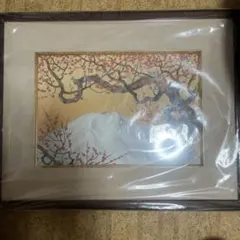 牧 進、【みずうみ 月】、希少画集画より、状態良好、新品高級額装付 牧進、雪持ち、希少な画集より、新品高級額装付、状態良好