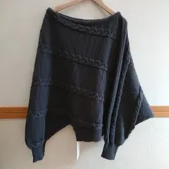 新品 レイカズン ドルマンスリーブニットプルオーバー チャコールグレー