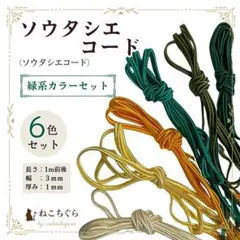 ソウタシエコード SIC 緑系カラー 6色セット 約1m×6本 日本製 3mmのサムネイル