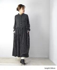 美品 ubasoku 胸切替フリルコクーン半袖ワンピース ピンタック リネン 