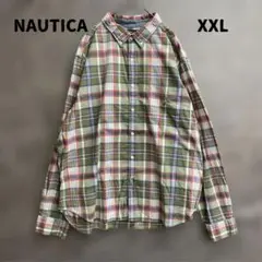 ノーティカ 長袖シャツ 2XL 緑チェック クラシックフィット【7502】