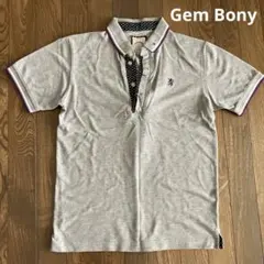 GemBonyジェムボニー　グレー ポロシャツ ドット柄襟のサムネイル