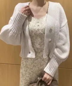 SNIDEL スナイデル ニットカーディガン ショート丈 アイボリー