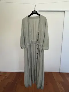 Lサイズ グリーン系 シャツワンピース