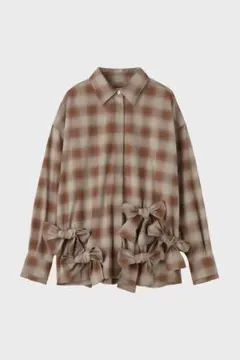 【BEIGE】maturely / チェック アンド ベルベット リボン プルオーバー BEAMS OUTLET｜maturely / チェック アンド ベルベット リボン プル