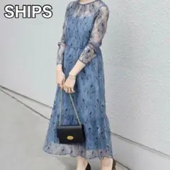 【美品】ships little black レースフレアワンピース　結婚式