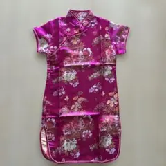 キッズ　花柄ピンク　チャイナドレス サイズ12
