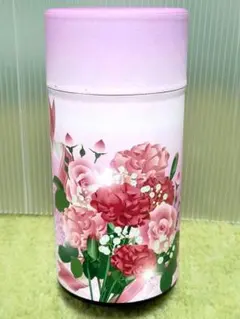 お茶筒　お茶缶　カーネーション柄　ピンク　日本茶