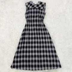 【SNIDEL】チェック ウエストシャーリング ワンピース ロング ノースリーブ