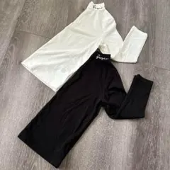 長袖カットソー サイズ110-116 モックネック ブラック ホワイト2色セット