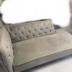 LOWYA 2人掛けソファ カウチソファ ベルベット調 天然木