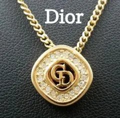 美品✨ディオール、CDロゴラインストーンスクウェアゴールドネックレス_151