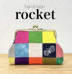 ハンドメイド パッチワーク がま口ポーチ お財布 ミナペルホネン 無地 生地
