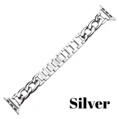 アップル ウォッチ チェーン ブレスレット バンド 42/44/45 シルバー