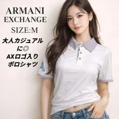アルマーニエクスチェンジ ポロシャツ M 白 紫 ARMANI EXCHANGE