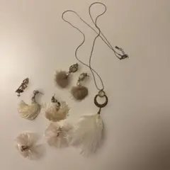 ファーとパールのピアス・ネックレス色々セット