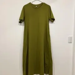 UNIQLO 半袖 カットソーワンピース オリーブ