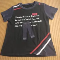 FIRST デニムモチーフ 半袖Tシャツ ブラック