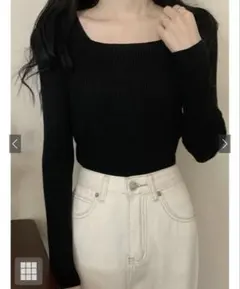 GRL スクエアネックリブニットトップス [rut072]