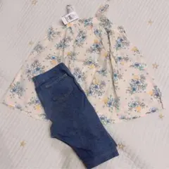 baby GAP ハイビスカスキャミチュニック&UNIQLOレギンス 80cm