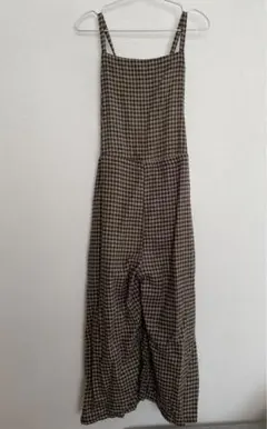 サマンサモスモス　綿麻ワイドジャガードサロペット