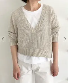 GALLERIE VIEベージュ コットンリネンニット
