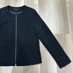 ユニクロ　UNIQLO ノーカラージャケット　ブラック　レディース　Mサイズ