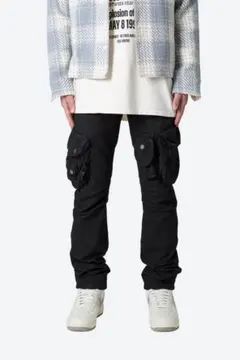 MNML ワックス デニム カーゴ パンツ ブラック