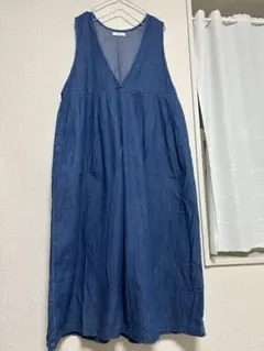 In Natural デニム Vネック ジャンパースカート ワンピース Free